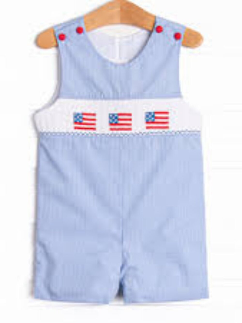 stitchy fish Salute Flag Smocked Jon Jon America Patriot 9m Baby Boy plaid